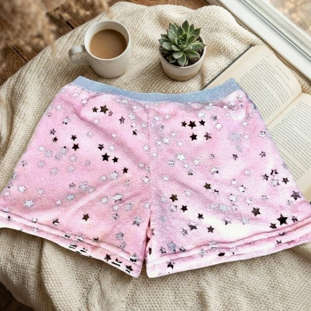 More Than Magic Pajama Shorts Girls 14 16 Pink Silver Star Soft Sleep NWT